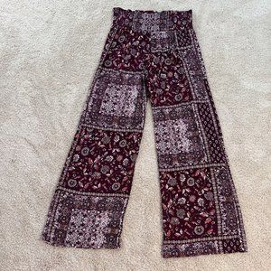 Wonder Limited Womens Pants L Wide Boho Pesant High Rise Elastic Waist NWT